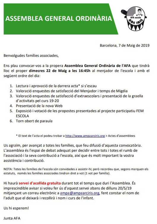 assemblea general ordinària informació