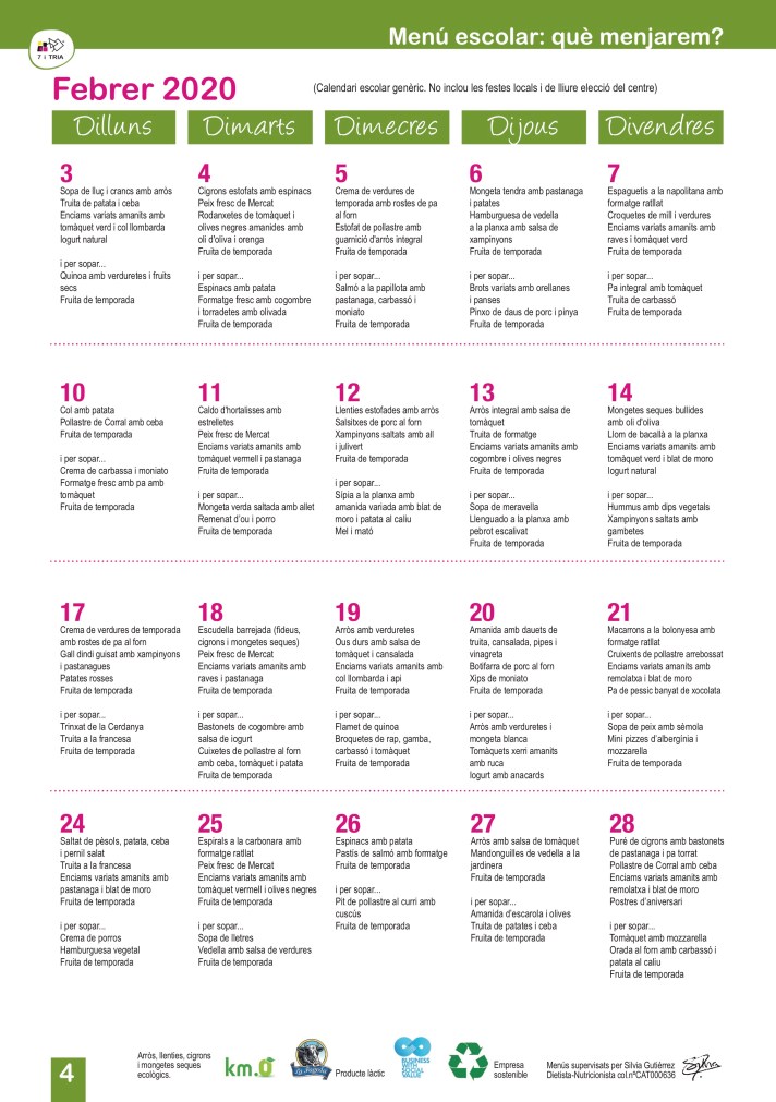 Afa Arc iris AMPA - menú febrer